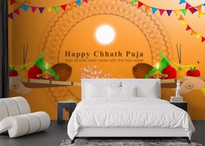 Vector illustration for Chhath Puja greeting Wall mural