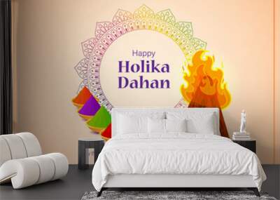 Vector illustration for Indian festival Holika Dahan wishes Wall mural