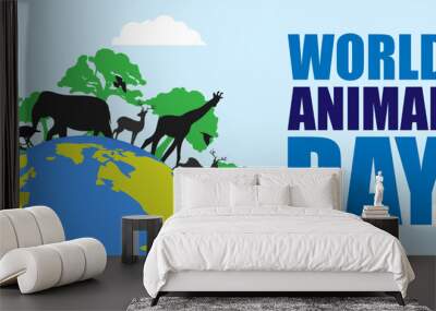 Vector illustration for World Animal Day banner Wall mural