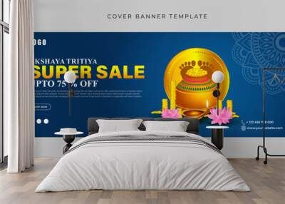 Vector illustration of Akshaya Tritiya Sale Facebook cover banner mockup Template Wall mural