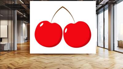 Vector illustration of cherries on transparent background Wall mural