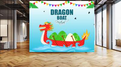 Vector illustration of Dragon Boat Festival social media feed template Wall mural