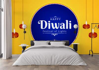 Vector illustration of Happy Diwali social media feed template Wall mural