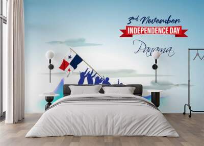 Vector illustration of happy Panama independence day Wall mural