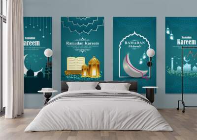 Vector illustration of Ramadan social media feed set template Wall mural