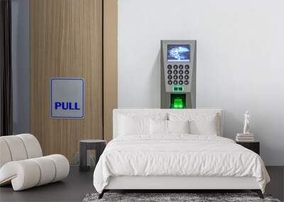 The fingerprint scanner control machine for record work time,fingerprint scanner on wall Wall mural