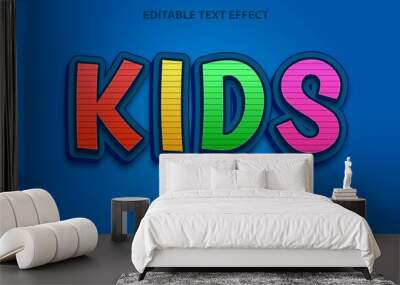 Kids Editable Text Effect Style Vector Wall mural