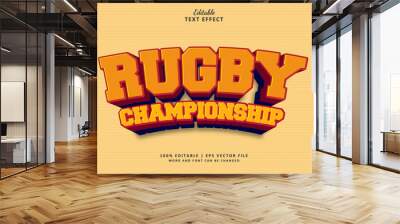 Rugby Championship Text Effect Style. Editable Text Effect Style 3d Sport Vintage and American Football Club. Wall mural