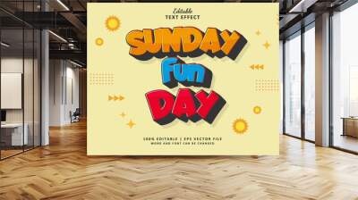 Sunday Funday Text Effect Style. Editable Text Effect Style Modern Flat Colourful Theme Sunny Summer.  Wall mural