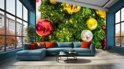 Close up of Christmas tree decorations Wall mural