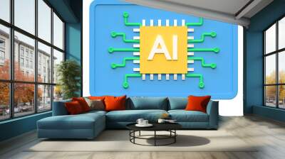 Ai computer artificial intelligence icon 3d illustration Wall mural