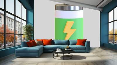 battery full power icon with power symbol 3d render illustration Wall mural