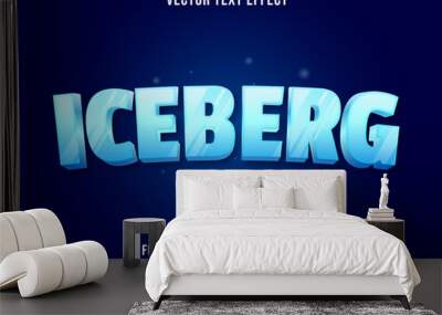 Editable text effect - iceberg ice blue color gradient modern style Wall mural