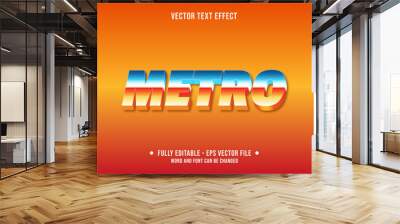 Editable text effect - Metro chrome retro orange color gradient style Wall mural