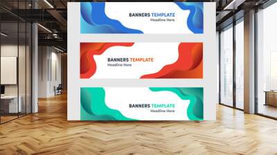 set of modern fluid horizontal banner design background Wall mural