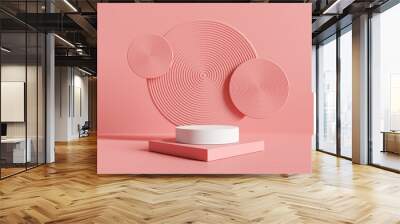 Product display podium with pink abstract background. 3D rendering Wall mural