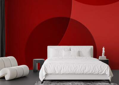 Transparent podium, Cosmetic display stand on red background. 3D rendering Wall mural