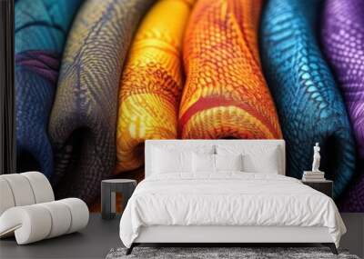 Fabric arts, vibrant textiles, creative designs, tactile beauty Wall mural