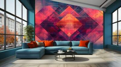 Geometric pattern with shapes, Futuristic, Bright, Digital, Highlighting design and symmetry Wall mural