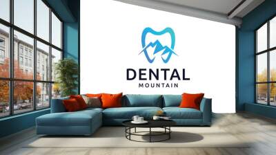 Dental teeth mountain gradient blue business logo Wall mural