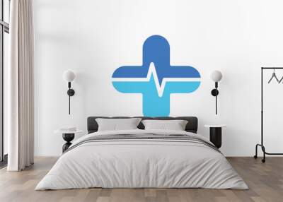 Medical pulse cross logo design Wall mural