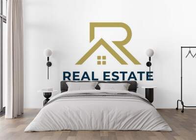 Real estate logo design with letter r Wall mural