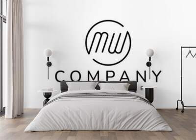 letter MW or WM looping linked circle logo design Wall mural