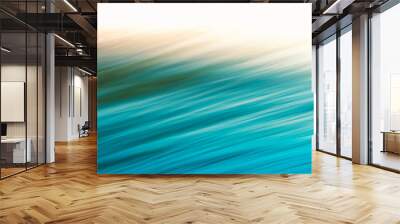 Brilliant Turquoise Blue Waves and Golden Sunray Motion Blur Panning Seascape. Speed Photography on Boat for Abstract Tranquil Action Backgrounds. Wall mural