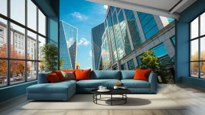 Regina skyline, buildings, glass reflections, and street cityscape in Saskatchewan, Canada Wall mural