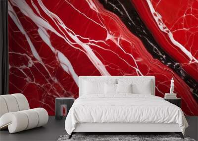 luxurious red marble with striking black and white veining perfect for backgrounds or design projects generative ai Wall mural