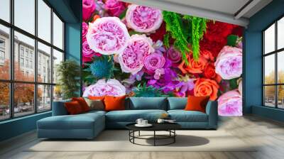 Mixed wedding flower, Multi colored floral background Wall mural