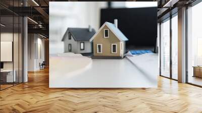 Real estate planning concept with miniature houses Wall mural