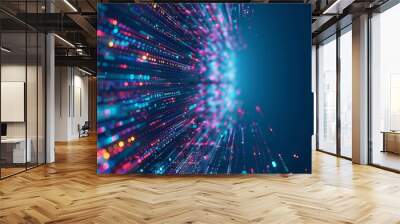 Abstract technology big data background concept: digital data flow motion, transfer and storage of data sets, blockchain technology, server infrastructure, and high-speed internet connectivity


 Wall mural