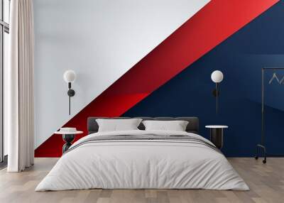 Business abstract presentation background with red, dark navy blue, and white colors featuring a left-pointing arrow.

 Wall mural