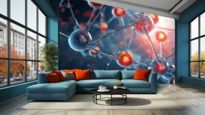 Cutting-edge nanotechnology innovations transforming material science and medical applications: advanced molecular engineering and microscopic technological breakthroughs enhancing drug delivery, canc Wall mural