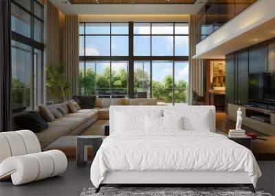 home interior modern beautiful apartment in new luxury location. living room Wall mural