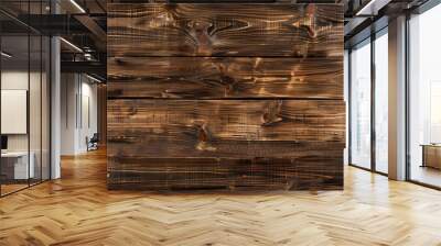 Old rustic wooden texture background – dark brown weathered timber surface with natural grain patterns and aged wood details, perfect for vintage-themed wallpaper, interior design, and creative projec Wall mural