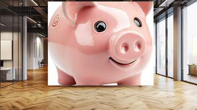 Piggy bank on white isolated transparent background on white background, piggy, bank, pig, money, savings, piggy bank, pink, finance, piggybank, save, banking, business PNG Wall mural