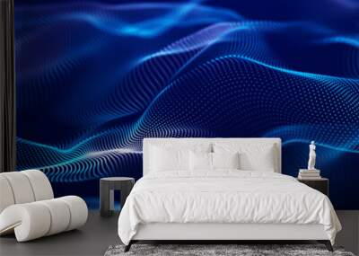 Futuristic point wave. Abstract background with a dynamic wave.Connecting background. Abstract wave. Artificial intelligence. Big data technology 3d rendering Wall mural