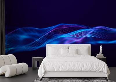 Futuristic point wave. Abstract background with a dynamic wave.Connecting background. Abstract wave. Artificial intelligence. Big data technology 3d rendering Wall mural