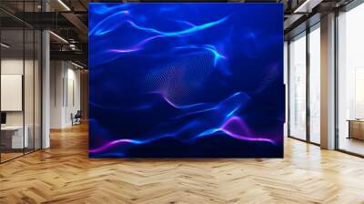 Futuristic point wave. Abstract background with a dynamic wave.Connecting background. Abstract wave. Artificial intelligence. Big data technology 3d rendering Wall mural