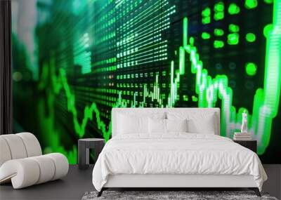 The green stock market chart Wall mural