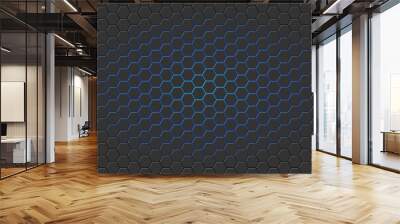 Hexagon texture. Blue light. Vector illustraton. Wall mural