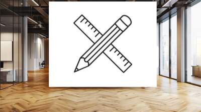 Pencil and ruler line style icon.  Vector.  Wall mural