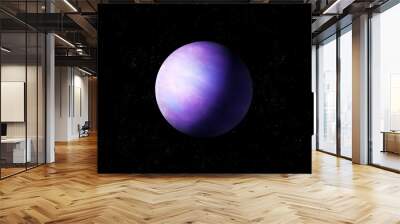 Amazing exoplanet, sci-fi background. Realistic planet with atmosphere in space with stars. Alien planet in purple tones. Wall mural