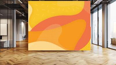 Abstract background in Memphis style. Fun texture in pop art style. Vector illustration colorful spotty pattern with lines and dots. Wall mural