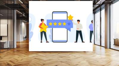 Vector illustration set of consumer review and 5 stars rating. Customers feedback concept. People collection of scenes in flat design. Wall mural