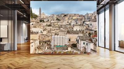 Breathtaking view of the ancient town of Matera, southern Italy. Wall mural