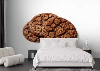 Classic crunchy chocolate sugar cookies isolated on white Wall mural