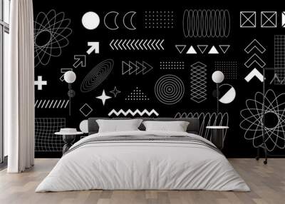 Big set different retro futuristic design elements. Geometric abstract elements. Retro 80s style design elements. Vector illustration Wall mural